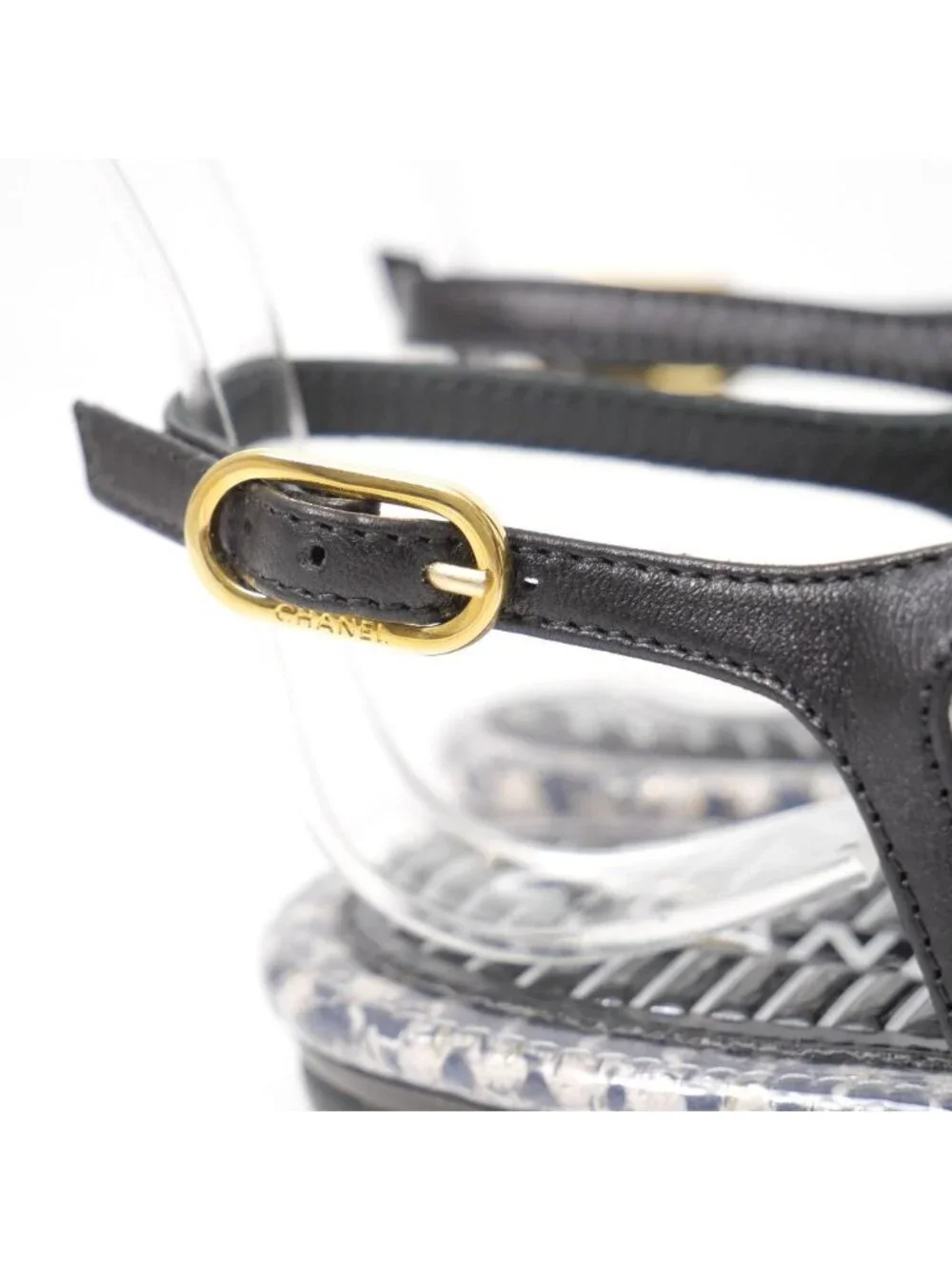 Chanel Sandals 36 10c CC Logo CC Ankle Strap Chain Thong